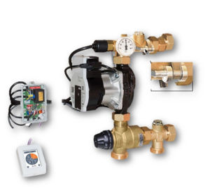 Picture of DomvS Clima | Gruppo per riscaldamento con di miscelatrice a punto fisso (20-45°C) - Kvs 3,4 - 15 kW - 8 K - 1600 l/h - 1” F Calotta - Art. 104687C-RC-F3-P8